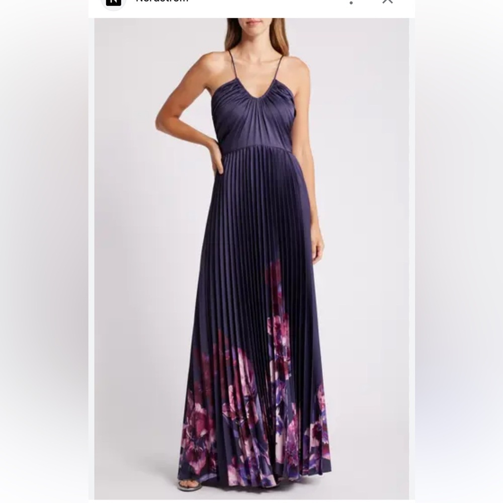Elegant Navy Floral Maxi Dress